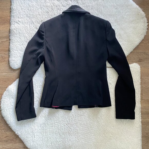 Vintage Cache Black Suit Jacket With Braided Faux Leather Piping – Size 0 - Picture 4 of 15